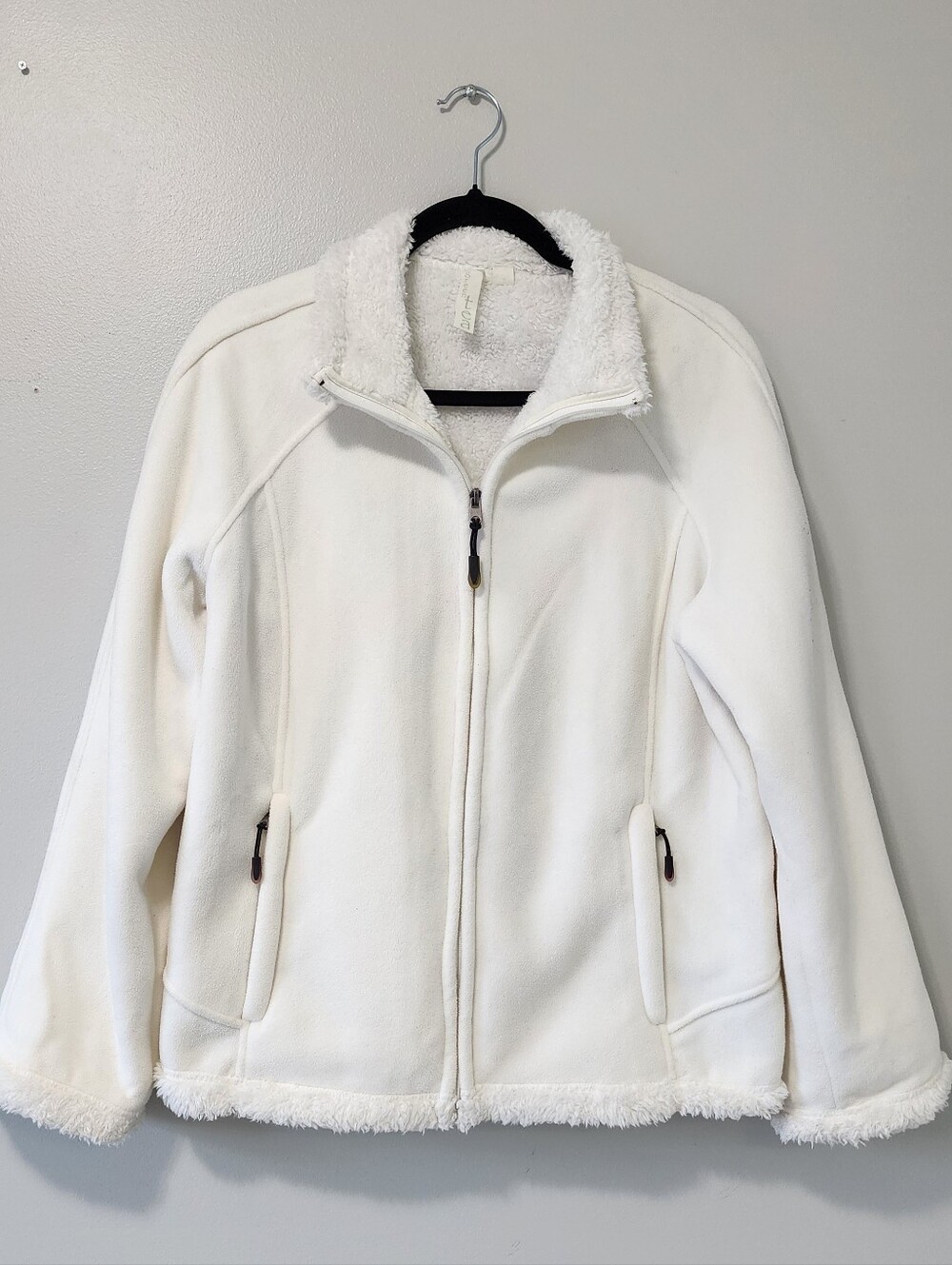 Green Tea White Sherpa Fleece Jacket Full Zip L
